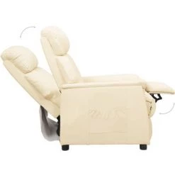 FIMEI Fauteuil Inclinable Crème Similicuir -Pas Cher Fauteuil Magasin 60971103 5