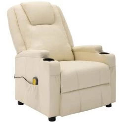 FIMEI Fauteuil De Massage Inclinable électrique Crème Similicuir -Pas Cher Fauteuil Magasin 60971177 2