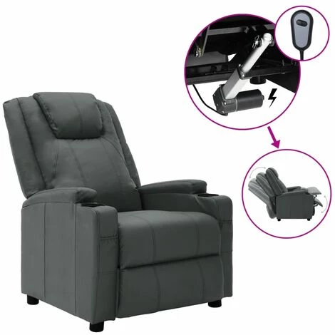 FIMEI Fauteuil Inclinable électrique Anthracite Similicuir 3 FIMEI Fauteuil Inclinable électrique Anthracite Similicuir
