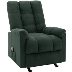 FIMEI Fauteuil De Massage Inclinable Vert Foncé Tissu