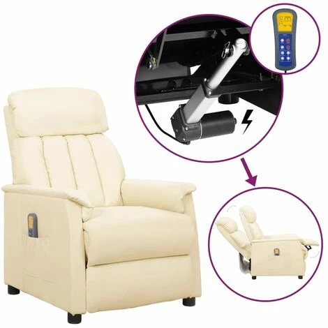 FIMEI Fauteuil Releveur Inclinable De Massage Crème Similicuir 3 FIMEI Fauteuil Releveur Inclinable De Massage Crème Similicuir
