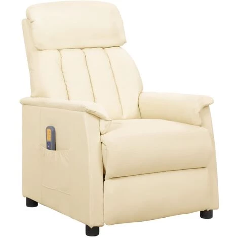 FIMEI Fauteuil Releveur Inclinable De Massage Crème Similicuir 4 FIMEI Fauteuil Releveur Inclinable De Massage Crème Similicuir – Image 2