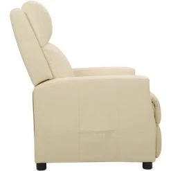 FIMEI Fauteuil Inclinable Crème Similicuir -Pas Cher Fauteuil Magasin 60972883 3