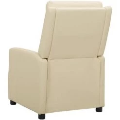 FIMEI Fauteuil Inclinable Crème Similicuir -Pas Cher Fauteuil Magasin 60972883 4