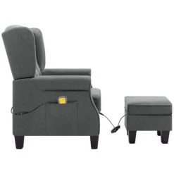 FIMEI Fauteuil De Massage Avec Repose-pied Gris Clair Tissu -Pas Cher Fauteuil Magasin 60973078 4