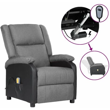 FIMEI Fauteuil Inclinable De Massage Gris Clair Similicuir Et Tissu 3 FIMEI Fauteuil Inclinable De Massage Gris Clair Similicuir Et Tissu