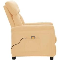 FIMEI Fauteuil Inclinable De Massage Crème Similicuir Daim -Pas Cher Fauteuil Magasin 60973395 4