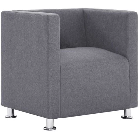 FIMEI Fauteuil Cube Gris Clair Tissu 4 FIMEI Fauteuil Cube Gris Clair Tissu – Image 2