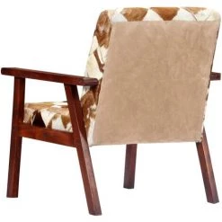 FIMEI Fauteuil Blanc Et Marron Cuir Véritable De Chèvre -Pas Cher Fauteuil Magasin 60973713 5