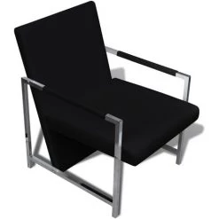 FIMEI Fauteuil Avec Pieds Chromés Noir Similicuir -Pas Cher Fauteuil Magasin 60973719 5