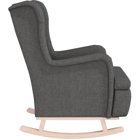FIMEI Fauteuil Avec Pieds à Bascule En Bois D'hévéa Gris Foncé Tissu 6 FIMEI Fauteuil Avec Pieds à Bascule En Bois D'hévéa Gris Foncé Tissu – Image 4
