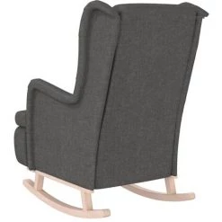 FIMEI Fauteuil Avec Pieds à Bascule En Bois D'hévéa Gris Foncé Tissu 11 FIMEI Fauteuil Avec Pieds à Bascule En Bois D'hévéa Gris Foncé Tissu -Pas Cher Fauteuil Magasin 60973727 5