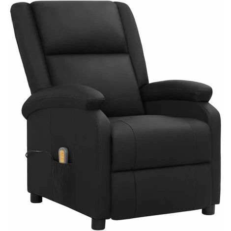 FIMEI Fauteuil Releveur Inclinable De Massage Noir Cuir Véritable 4 FIMEI Fauteuil Releveur Inclinable De Massage Noir Cuir Véritable – Image 2