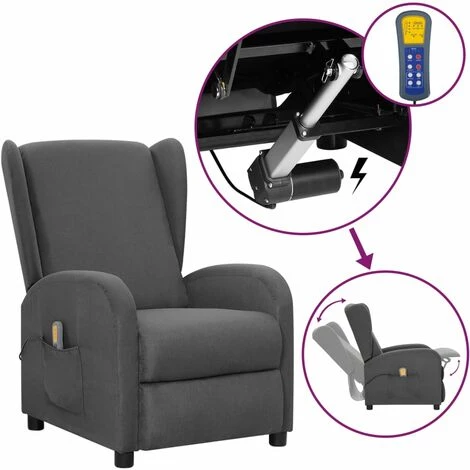 FIMEI Fauteuil Releveur Inclinable De Massage Gris Foncé Tissu 3 FIMEI Fauteuil Releveur Inclinable De Massage Gris Foncé Tissu