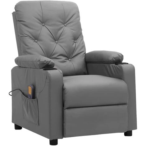 FIMEI Fauteuil De Massage Inclinable Gris Similicuir 3 FIMEI Fauteuil De Massage Inclinable Gris Similicuir