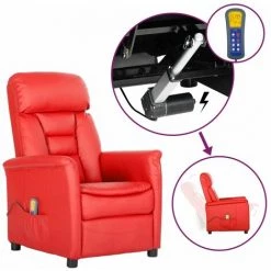 FIMEI Fauteuil Inclinable électrique De Massage Rouge Similicuir