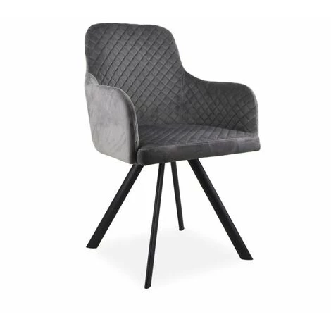 DéCORATION D'AUTREFOIS Fauteuil Polyester Métal Gris 58x55x83cm - Polyester, Métal - Gris 3 DéCORATION D'AUTREFOIS Fauteuil Polyester Métal Gris 58x55x83cm - Polyester, Métal - Gris