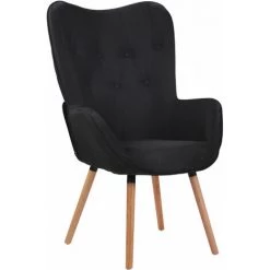 NOVA Salon De Fauteuil Extra Grand En Tissu Et Chaise Relaxante En Bois Chesterfield Diverses Couleurs Couleur : Noir