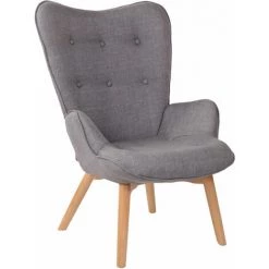 NOVA Élégant Fauteuil De Salon élégant Moderne Dans Le Tissu Chesterfield Diverses Couleurs Couleur : Gris -Pas Cher Fauteuil Magasin 61090657 4