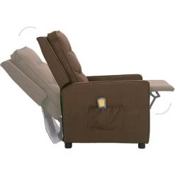 YOUTHUP Fauteuil De Massage Inclinable Marron Tissu - Brun -Pas Cher Fauteuil Magasin 61113715 4