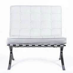FURNMOD DESIGN YOUR SPACE Fauteuil Barcelona HQ Avec Ottoman En Cuir Fleur | Blanc -Pas Cher Fauteuil Magasin 61158361 4
