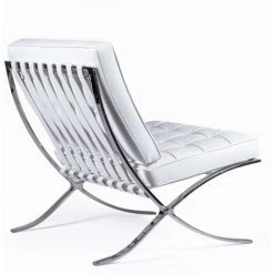 FURNMOD DESIGN YOUR SPACE Fauteuil Barcelona HQ Avec Ottoman En Cuir Fleur | Blanc -Pas Cher Fauteuil Magasin 61158361 5