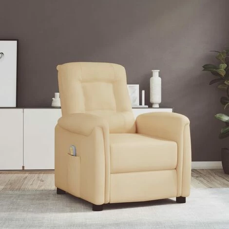 Fauteuil Inclinable De Massage Tissu Microfibre Crème VidaXL 3 Fauteuil Inclinable De Massage Tissu Microfibre Crème VidaXL