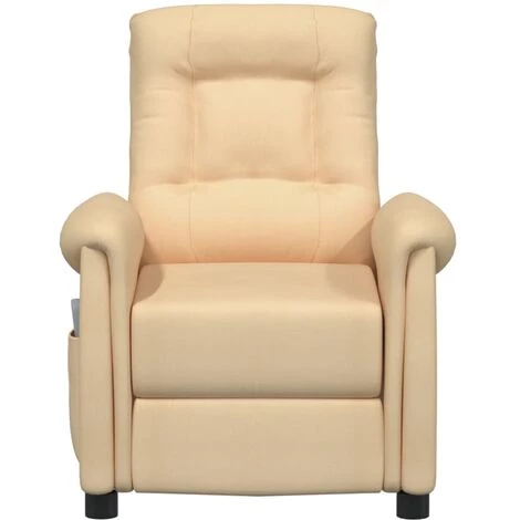 Fauteuil Inclinable De Massage Tissu Microfibre Crème VidaXL 5 Fauteuil Inclinable De Massage Tissu Microfibre Crème VidaXL – Image 3