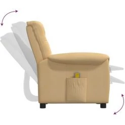 Fauteuil Inclinable De Massage Tissu Microfibre Crème VidaXL 11 Fauteuil Inclinable De Massage Tissu Microfibre Crème VidaXL -Pas Cher Fauteuil Magasin 61219939 5