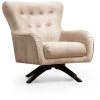 COTECOSY Fauteuil Capitonné Miguel Bois Massif Foncé Et Tissu Beige - Beige -Pas Cher Fauteuil Magasin 61220261 1
