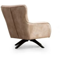 COTECOSY Fauteuil Capitonné Miguel Bois Massif Foncé Et Tissu Beige - Beige -Pas Cher Fauteuil Magasin 61220261 3
