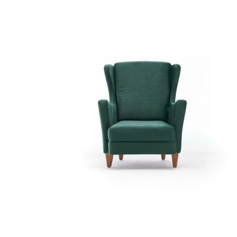 COTECOSY Fauteuil Fernanda Bois Massif Naturel Et Tissu Vert - Vert 3 COTECOSY Fauteuil Fernanda Bois Massif Naturel Et Tissu Vert - Vert