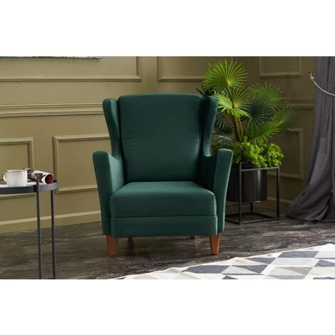 COTECOSY Fauteuil Fernanda Bois Massif Naturel Et Tissu Vert - Vert 4 COTECOSY Fauteuil Fernanda Bois Massif Naturel Et Tissu Vert - Vert â Image 2