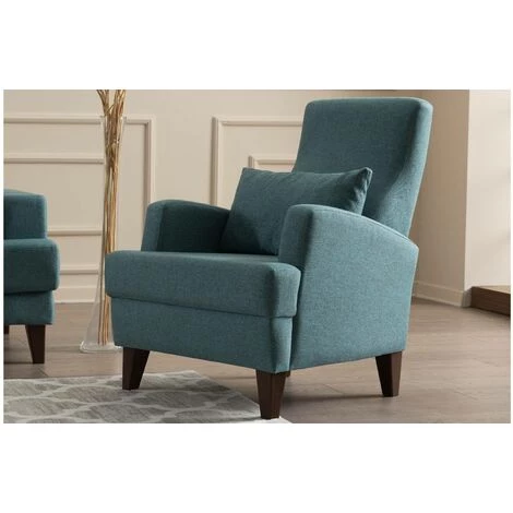 COTECOSY Fauteuil Juana Tissu Turquoise - Bleu 4 COTECOSY Fauteuil Juana Tissu Turquoise - Bleu – Image 2