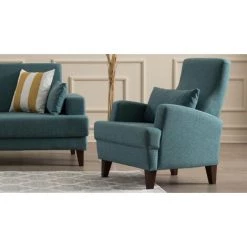 COTECOSY Fauteuil Juana Tissu Turquoise - Bleu 9 COTECOSY Fauteuil Juana Tissu Turquoise - Bleu -Pas Cher Fauteuil Magasin 61220309 3