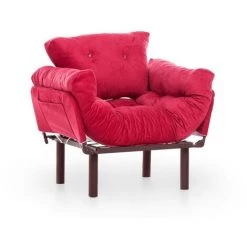 COTECOSY Fauteuil Convertible Tresa Tissu Rouge - Bordeaux -Pas Cher Fauteuil Magasin 61220330 4