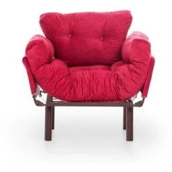 COTECOSY Fauteuil Convertible Tresa Tissu Rouge - Bordeaux -Pas Cher Fauteuil Magasin 61220330 5