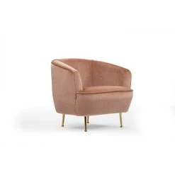 COTECOSY Fauteuil Jorge Métal Or Et Velours Rose - Rose