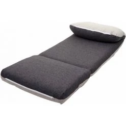DéCOSHOP26 Matelas Fauteuil-lit Pliant Fauteuil De Relaxation Dossier Réglable Tissu Gris Foncé/gris Clair - Gris -Pas Cher Fauteuil Magasin 61241510 3