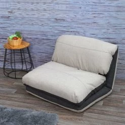 DéCOSHOP26 Matelas Fauteuil-lit Pliant Fauteuil De Relaxation Dossier Réglable Tissu Gris Foncé/gris Clair - Gris -Pas Cher Fauteuil Magasin 61241510 5