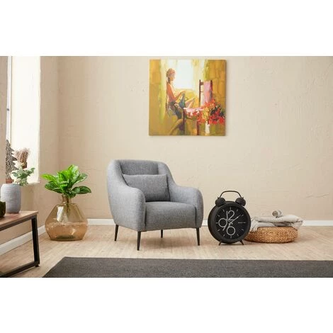 COTECOSY Fauteuil Juanita Bois Massif Noir Et Tissu Gris - Gris 3 COTECOSY Fauteuil Juanita Bois Massif Noir Et Tissu Gris - Gris