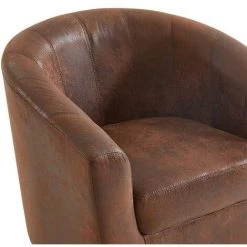 VENTE-UNIQUE.COM Fauteuil Cabriolet En Microfibre Vieillie Marron CRISTOBAL II - Marron -Pas Cher Fauteuil Magasin 61256504 4