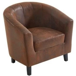 VENTE-UNIQUE.COM Fauteuil Cabriolet En Microfibre Vieillie Marron CRISTOBAL II - Marron -Pas Cher Fauteuil Magasin 61256504 5
