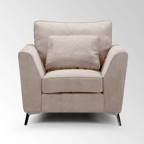 FORINVEST Fauteuil Isla Velours Côtelé Fjord Beige - Beige - Beige 4 FORINVEST Fauteuil Isla Velours Côtelé Fjord Beige - Beige - Beige – Image 2