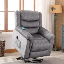 FORTUNA LAI Fauteuil De Massage Et Relaxation électrique Chauffant,avec Chauffage Et Vibration,fauteuil Inclinable,durable Et Sûr,gris,LBF -Pas Cher Fauteuil Magasin 61271896 3