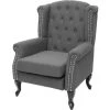 DéCOSHOP26 Fauteuil De Relaxation Chesterfield En Tissu Hydrofuge Gris Foncé - Gris -Pas Cher Fauteuil Magasin 61289016 1