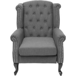 DéCOSHOP26 Fauteuil De Relaxation Chesterfield En Tissu Hydrofuge Gris Foncé - Gris -Pas Cher Fauteuil Magasin 61289016 5