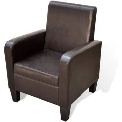 SUPERMARKET Fauteuil Similicuir Marron SUHB-241108