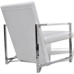 SUPERMARKET Fauteuil Avec Pieds Chromés Similicuir Blanc -Pas Cher Fauteuil Magasin 61303753 3
