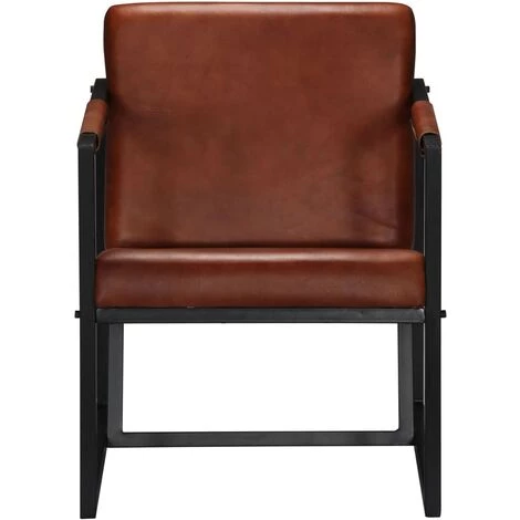 SUPERMARKET Fauteuil Cuir Véritable Marron 4 SUPERMARKET Fauteuil Cuir Véritable Marron â Image 2